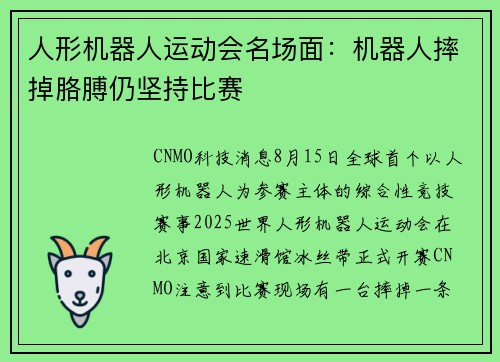 人形机器人运动会名场面：机器人摔掉胳膊仍坚持比赛